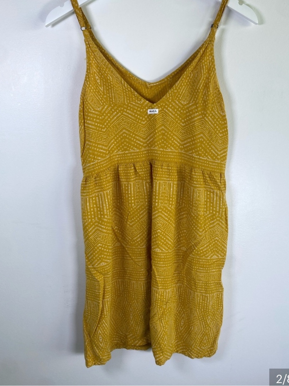 RVCA yellow strappy short sundress XS